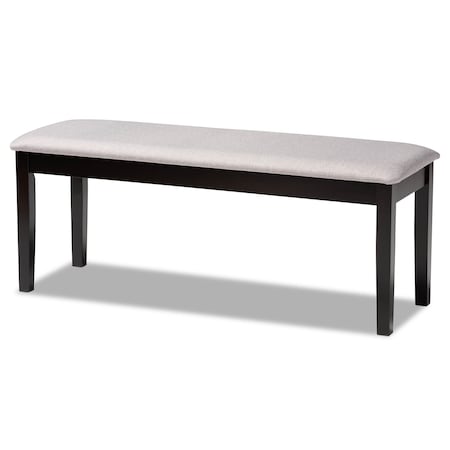 Baxton Studio Teresa Grey Upholstered and Dark Brown Finished Wood Dining Bench 170-10915